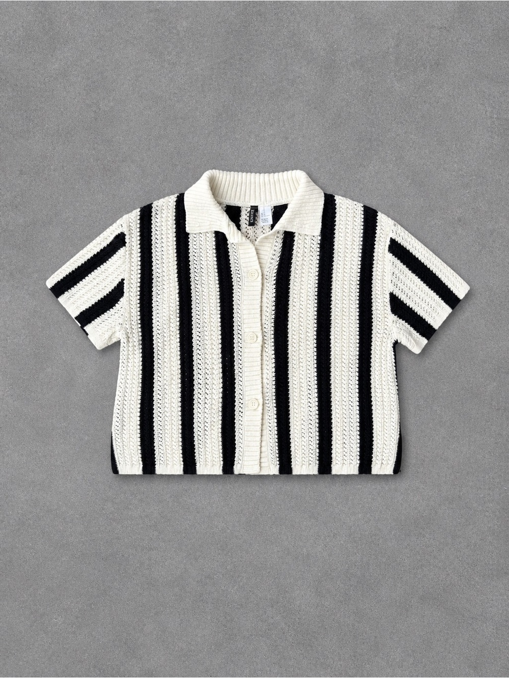 Striped Knit Polo Top Size M